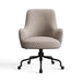 Grey Brera Textured Weave Crate & Barrel Bellevue Upholstered Office Chair in textured light gray fabric with a padded seat and black caster base
