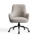 Heather Serene Textured Weave Crate & Barrel Bellevue Upholstered Office Chair in heather gray textured fabric with a cushioned seat and caster base
