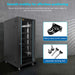 Heavy-duty casters and leveling feet on Sun Gold Power Enclosed Battery Cabinet 6 Slot with Bus Bar for easy positioning