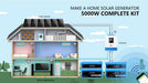 Home solar diagram showing panels, inverter, batteries, and appliances powered by Sun Gold Power 5000W 48V 120V 10.24KWH Lithium Battery 2700W Solar Panel Off-Grid Solar Kit