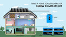Home solar diagram showing panels, inverter, batteries, and appliances powered by Sun Gold Power 6500W 48V 120V/240V 10.24KWH Lithium Battery 2700W Solar Panel Complete Off-Grid Solar Kit