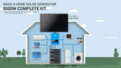 Home solar power diagram featuring 12 panels, an inverter, and Sun Gold Power 8000W 48VDC 120V/240V LifePo4 20.48KWH Lithium Battery Off-Grid Solar Kit