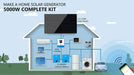 Home solar system diagram for Sun Gold Power 5000W 48VDC 120V 10.24KWH Lithium Battery 2220W Solar Panel Off-Grid Solar Kit with panels, batteries, and inverter