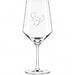 Houston Texans Crate & Barrel NFL Tour 18oz Red Wine Glass, Set of 4 featuring the Texans bull-head logo with a star etched on a clear stemmed wine glass