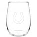 Indianapolis Colts Crate & Barrel NFL Aspen 17oz Stemless Wine Glass, Set of 4 features a clear stemless glass etched with the Colts horseshoe logo