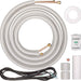 Installation kit of Senville 36000 BTU Dual Zone Mini Split Air Conditioner - SENA36HFDIC, including insulated copper tubing, wiring, and accessories