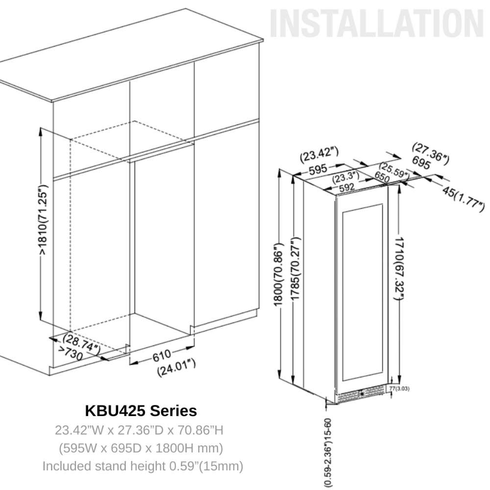 KingsBottle Large Beverage Refrigerator With Low-E Glass Door-Freedom Room