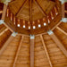 Interior roof view of Outdoor Living Today Western Red Cedar Octagon Bayside Gazebo showing strong cedar beams and detailed wood construction