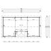 Interior floor plan of the GardenHouse24 USA Wallis 44 Garden Room, dividing the 26.11 m² space into three main sections