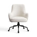 Ivory Serene Textured Weave Crate & Barrel Bellevue Upholstered Office Chair in ivory textured fabric with curved arms and a caster base