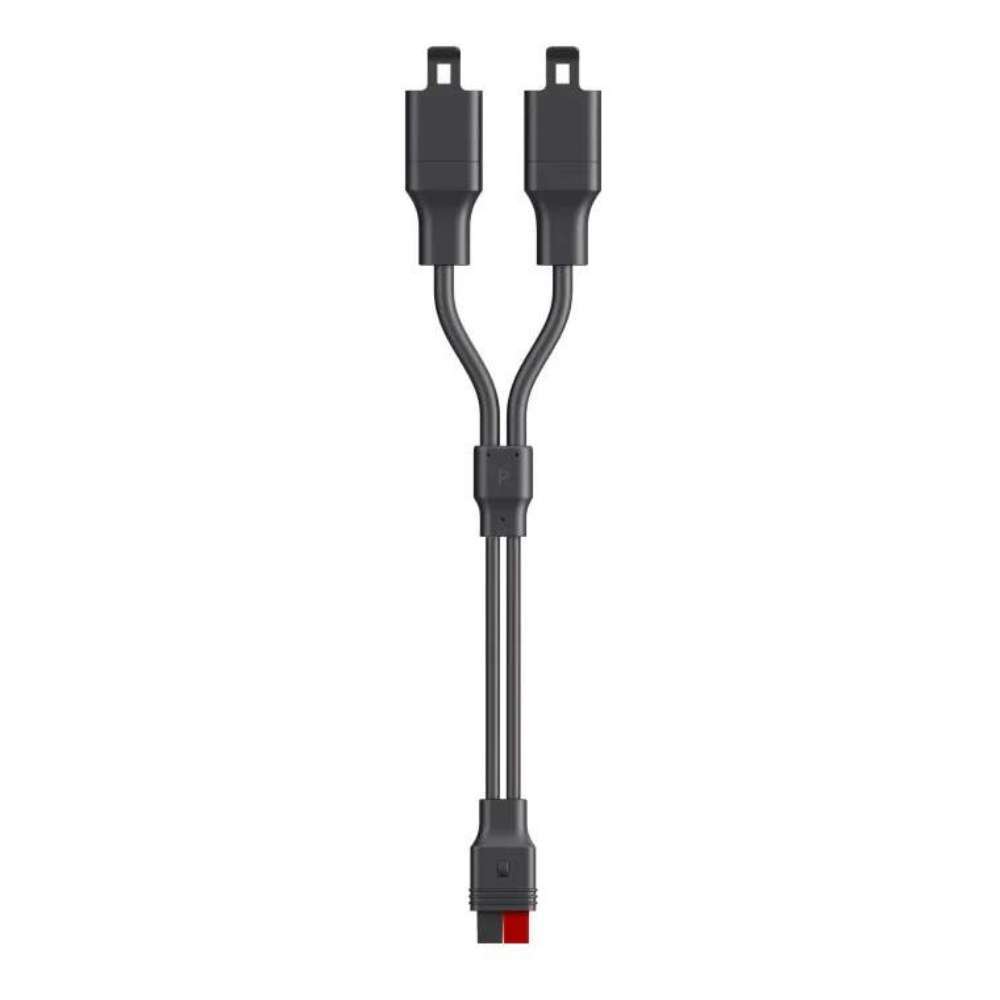 Jackery Anderson Y Parellel Connector with one Anderson plug splitting into two matching connectors for connecting compatible Jackery solar panels or power systems