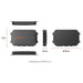 Jackery DC-DC Alternator Charger dimensions diagram showing front, side, top, and rear views with overall measurements