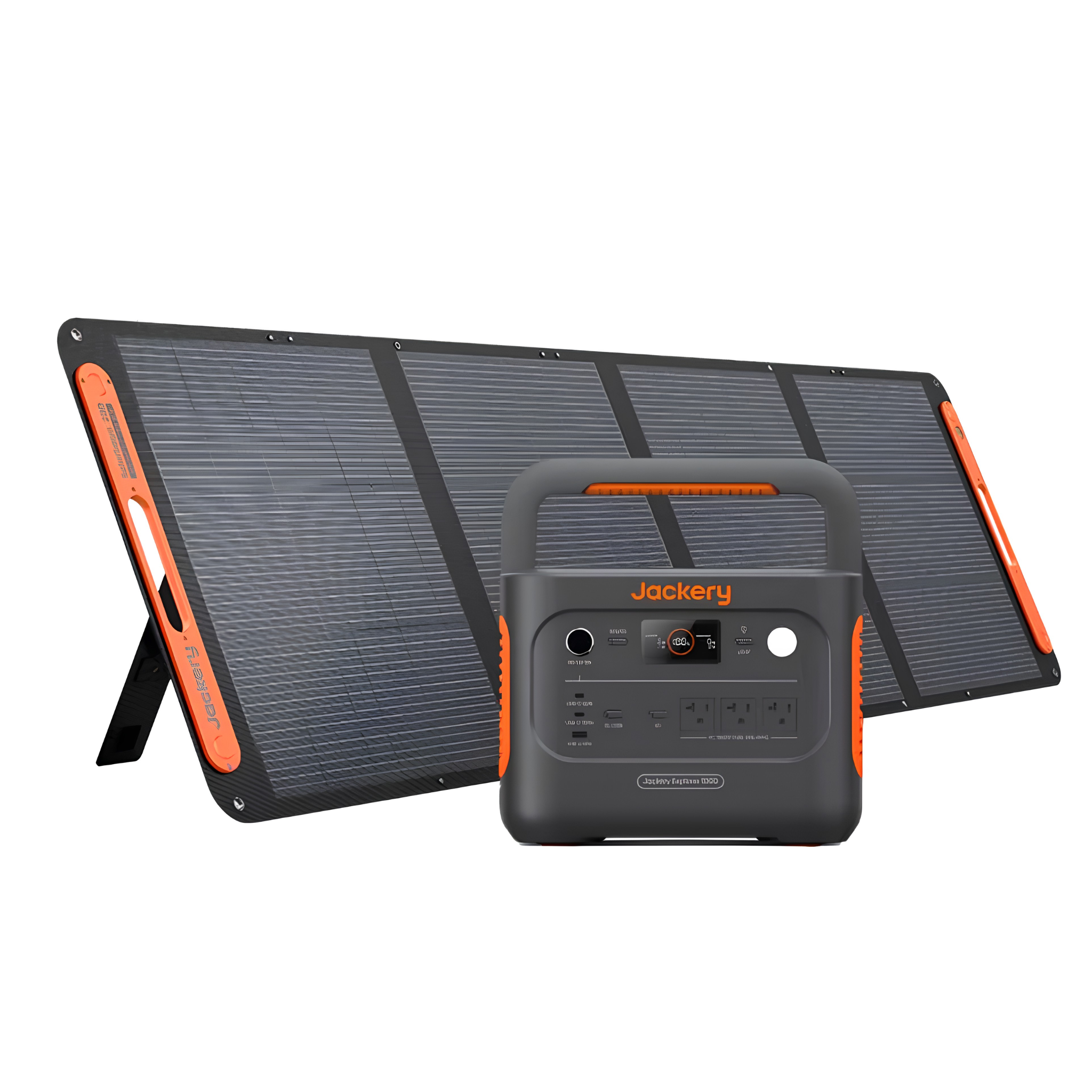 Jackery Explorer 1000 V2 Solar Generator + 200W Solar Panel portable power station paired with a large foldable solar panel for camping, RV travel, and emergency backup power