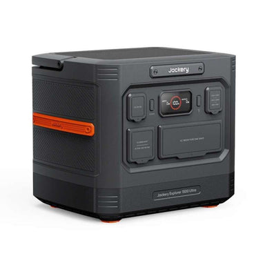 Jackery Explorer 1500 Ultra Portable Power Station shown from the front at an angle on a white background, highlighting its display, ports, and rugged design