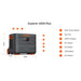 Jackery Explorer 2000 Plus Portable Power Station diagram labels its ports, buttons, outputs, and overall dimensions