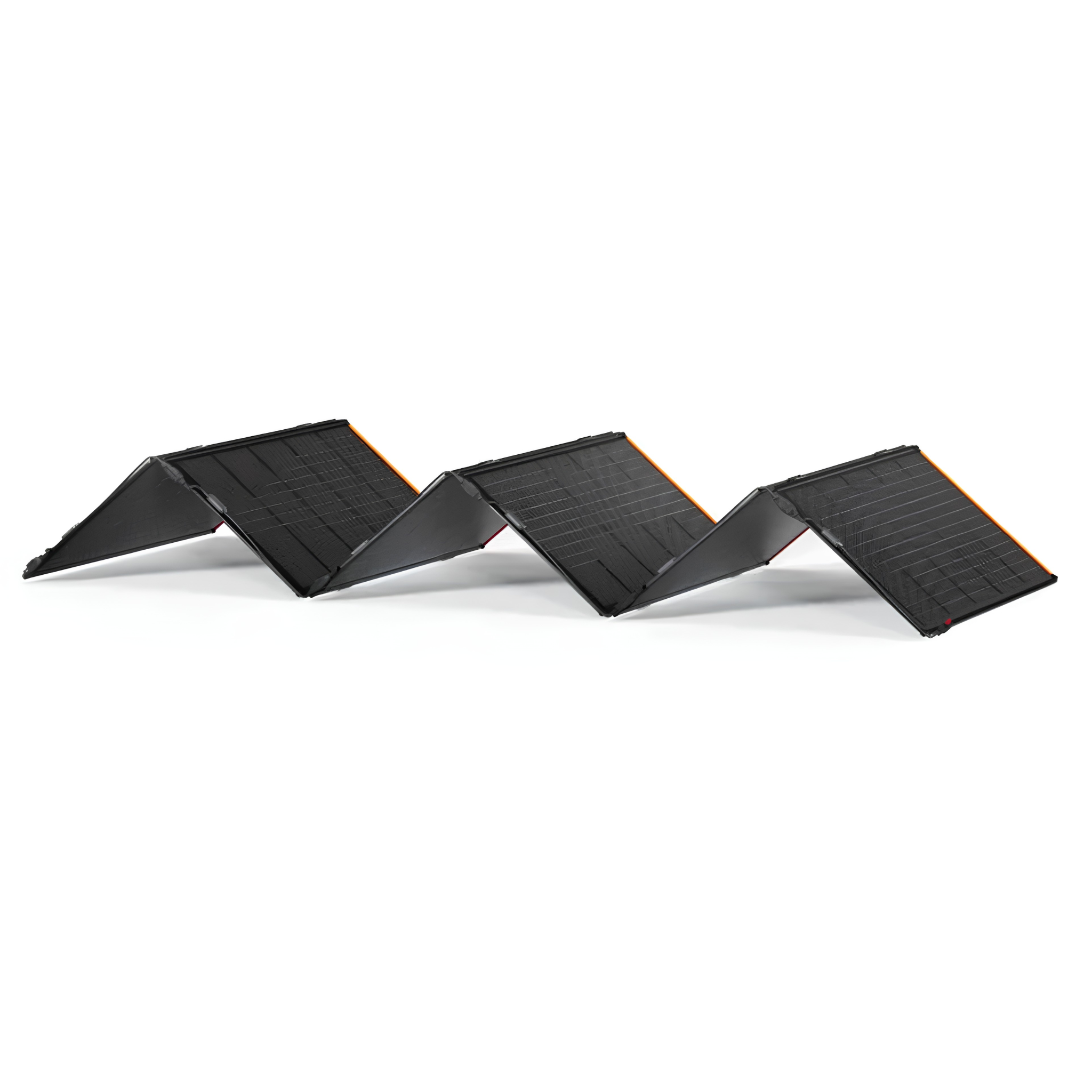 Jackery Explorer 2000 Plus Portable Power Station large foldable 500W solar panel fully opened in a zigzag position, ready to capture sunlight for portable power