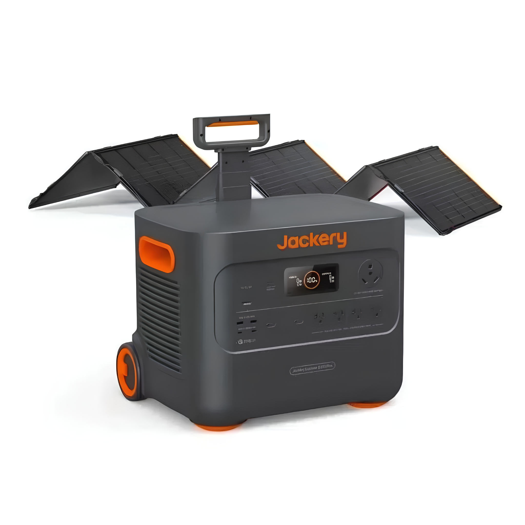 Jackery Explorer 2000 Plus Portable Power Station paired with a large foldable solar panel for fast solar charging and reliable backup power