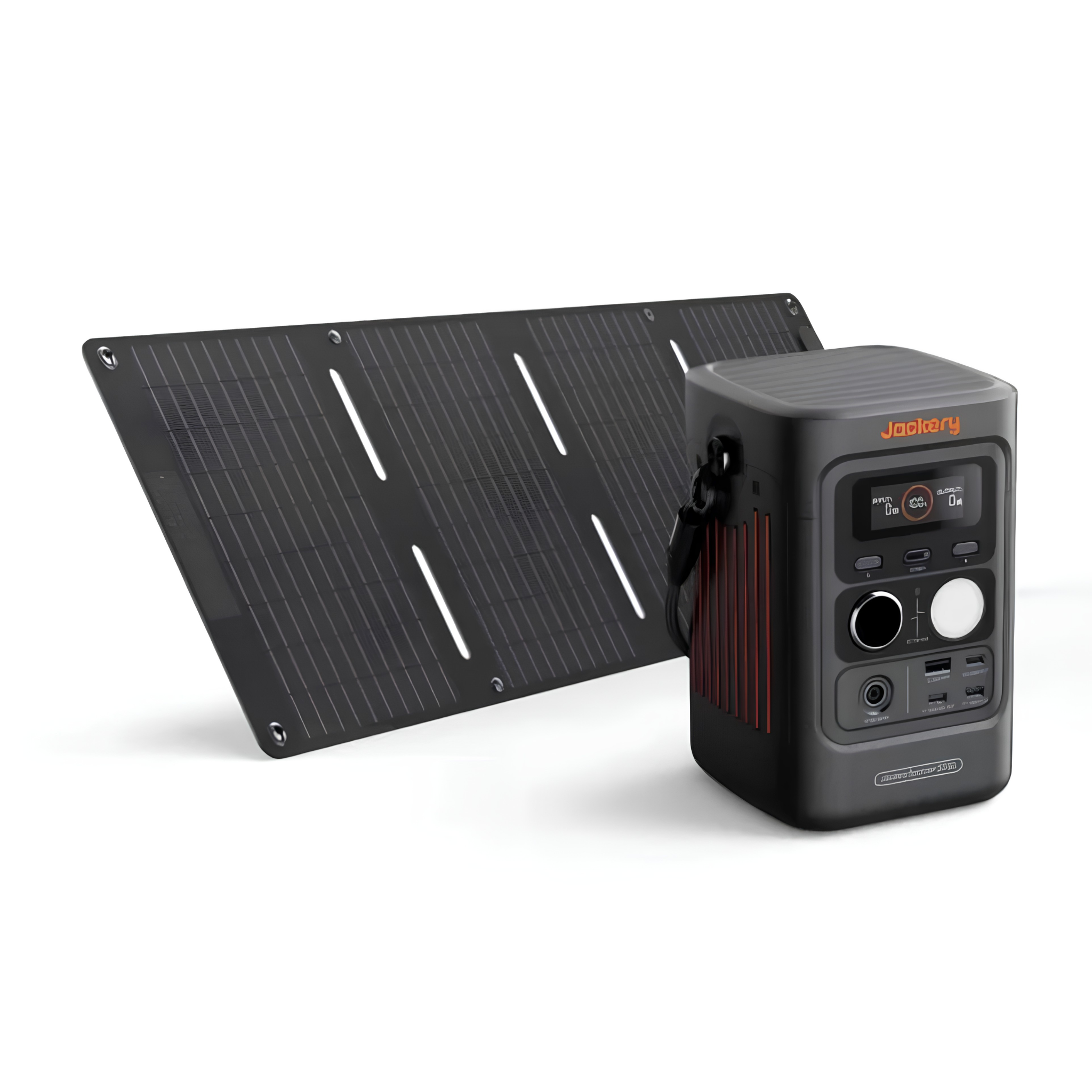 Jackery Explorer 300D + 40W Air Solar Panel portable power station with a foldable solar panel, shown ready for lightweight camping, travel, or emergency backup power