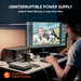 Jackery Explorer 500 v2 Portable Power Station powers a desktop setup during a blackout, highlighting its fast UPS backup capability