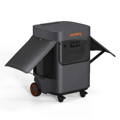 Jackery Explorer 5000 Plus Protective Cover with both side flaps open for easy access to the power station's controls and cooling vents