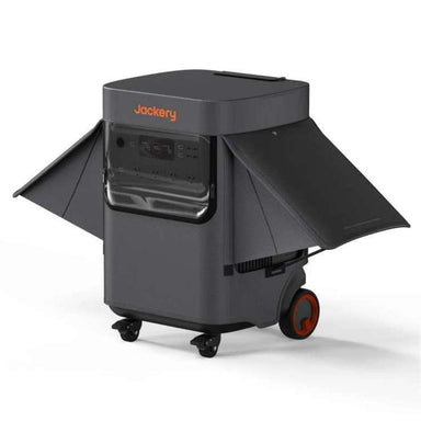 Jackery Explorer 5000 Plus Protective Cover with side flaps and a clear front panel open for full access to ports and controls