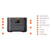 Jackery HomePower 3000 Portable Power Station diagram labels the main power button, ports, LCD, and AC output controls