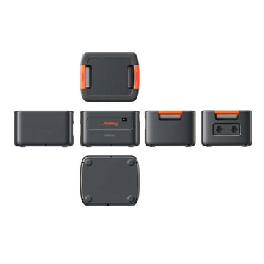 Jackery HomePower 3600 Plus Battery Pack shown from multiple angles, including front, back, top, side, and bottom views