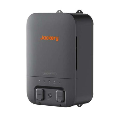 Jackery Smart Transfer Switch displayed at an angled view, highlighting its slim profile and wall-mount housing