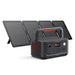 Jackery Solar Generator 500 v2 + 100W Air Solar Panel foldable solar panel fully unfolded with a built-in kickstand on a white background
