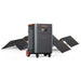Jackery Solar Generator Explorer 5000 Plus + SolarSaga 500X x 2 portable power station positioned in front of two unfolded solar panels