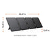 Jackery SolarSaga 100W Air Solar Panel shown unfolded with dimensions of 65.67 × 16.65 × 0.67 inches