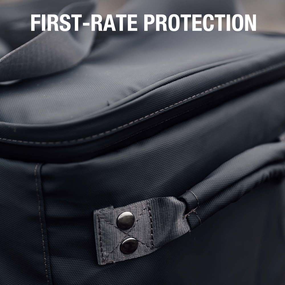Jackery Upgraded Carrying Case Bag (L) close-up showing the durable exterior, reinforced stitching, and zipper for added protection