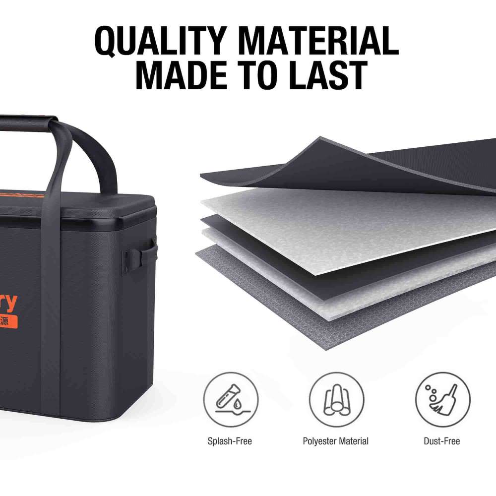 Jackery Upgraded Carrying Case Bag (M) made with durable polyester material that is splash-resistant, dust-resistant, and built for long-lasting protection