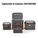 Jackery Upgraded Carrying Case Bag (S) displayed with compatible Jackery Explorer 240, 300, and 500 portable power stations
