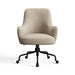 Khaki Serene Textured Weave Crate & Barrel Bellevue Upholstered Office Chair in khaki woven fabric with a supportive back and rolling base