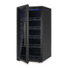 KingsBottle 389 Cans Capacity Upright Beverage Refrigerator With Low-E Glass Door appears with its door open, showing multiple wire shelves and soft blue interior lighting