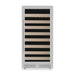 KingsBottle 47-Inch Height Single Zone Wine Cooler With Low-E Glass Door showing a stainless steel model with handle on the left side