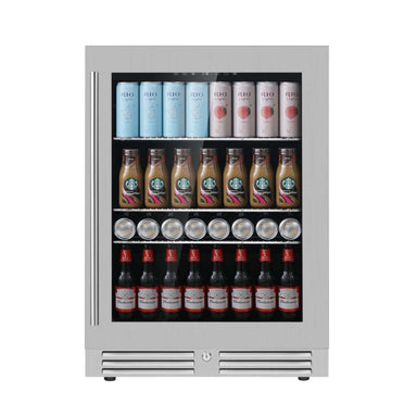 KingsBottle 24 Inch Under Counter LOW-E Glass Door Beer Fridge-Freedom Room