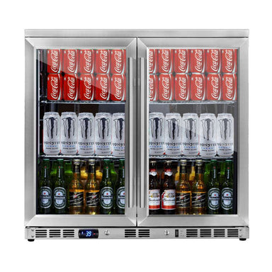 KingsBottle 36 Inch Heating Glass 2 Door Built In Beverage Fridge-Freedom Room