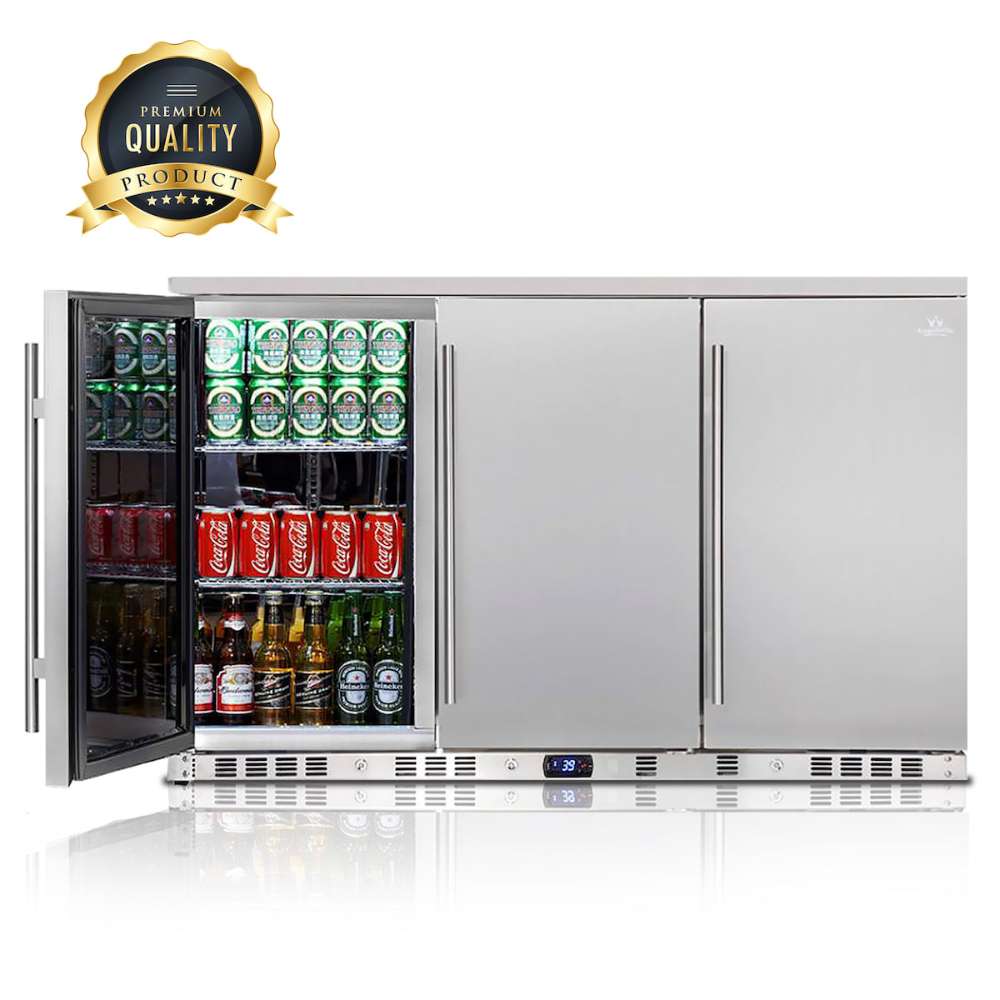 KingsBottle 53 Inch Solid 3-Door Outdoor Beverage Drinks Cooler-Freedom Room