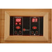 LED control panel with red temperature and timer readouts in a light wood frame for Golden Designs Maxxus Montilemar 3 Person Near Zero EMF Far Infrared Sauna in Red Cedar