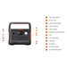 Labeled front panel diagram of Jackery Explorer 300 v2 Portable Power Station showing its ports, buttons, LCD, and controls