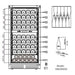 Layout drawing of wine bottle storage inside KingsBottle 47" High Wine & Beverage Refrigerator Combo with Triple Temp Zones
