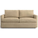 Leather Bisque (Montura) Crate & Barrel Lounge Sofa shown in distressed light tan leather with slim track arms and plush seat cushions