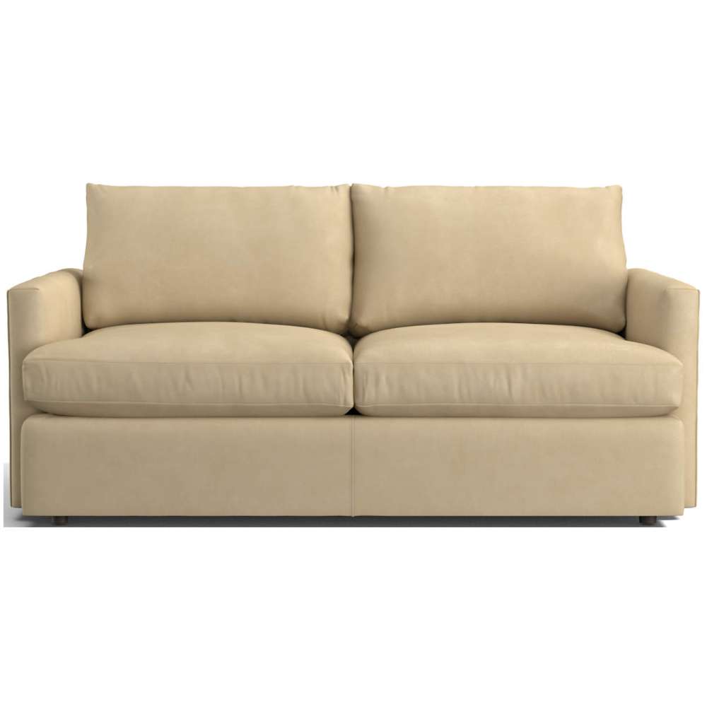 Leather Buff (Chester) Crate & Barrel Lounge Sofa shown in smooth cream leather with deep cushions and a clean modern silhouette