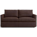 Leather Burgundy (Arroyo) Crate & Barrel Lounge Sofa shown in rich dark brown leather with oversized back cushions and track arms