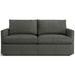 Leather Charcoal (Lukas) Crate & Barrel Lounge Sofa shown in charcoal gray leather with plush cushions and slim track arms