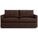 Leather Chocolate (Chester) Crate & Barrel Lounge Sofa shown in rich chocolate brown leather with plush cushions and slim track arms