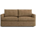 Leather Dove (Chester) Crate & Barrel Lounge Sofa shown in soft taupe leather with oversized cushions and a streamlined contemporary design