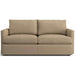 Leather Dove (Pessoa) Crate & Barrel Lounge Sofa shown in light beige leather with deep cushions and simple track arms